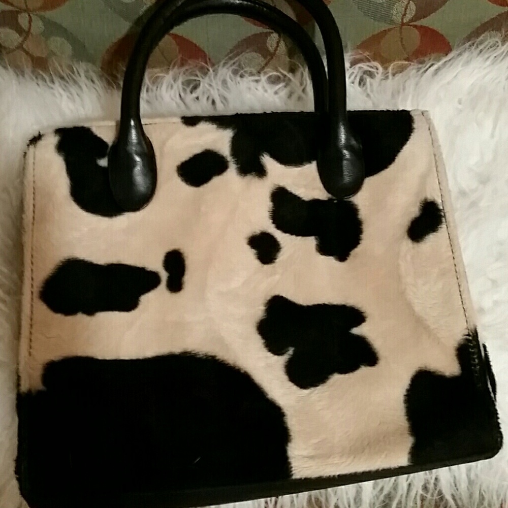 Soft cow print handbag